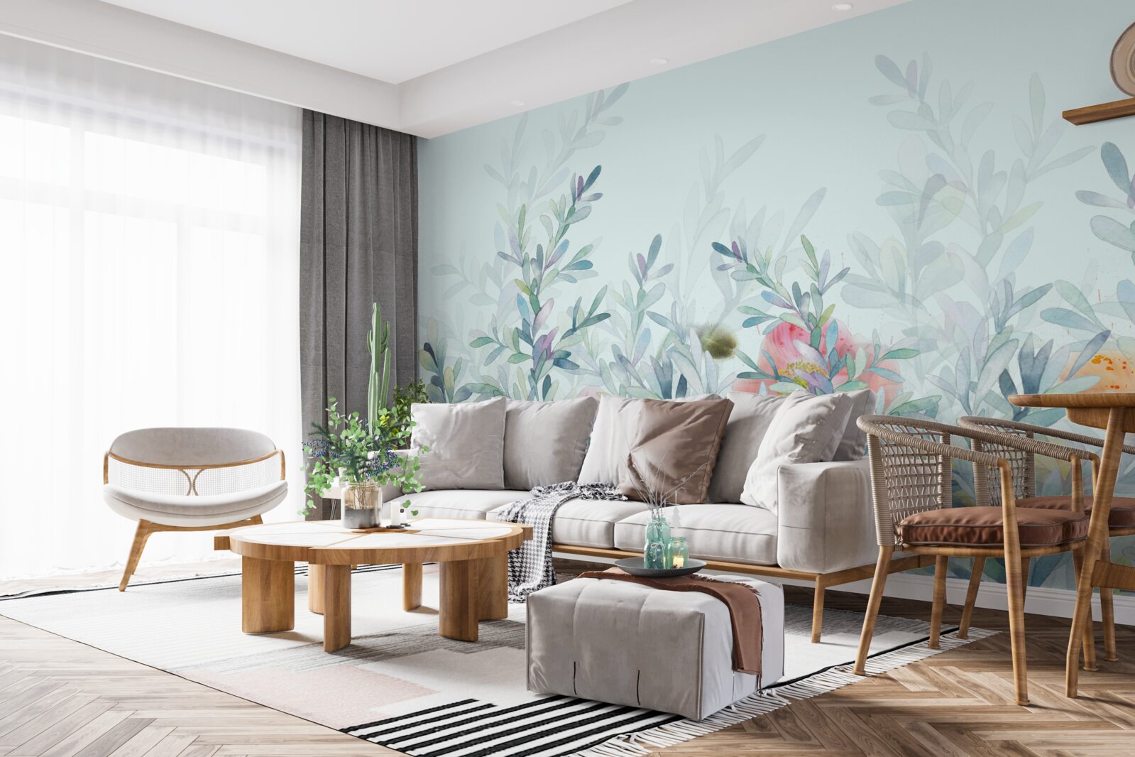 Papier peint jardin de fleurs sauvage