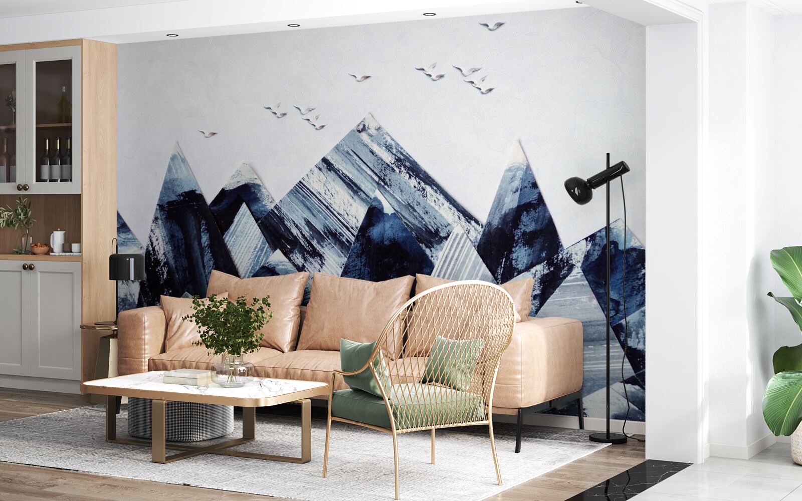 Papier peint sommet de la montagne sous les ailes des oiseaux