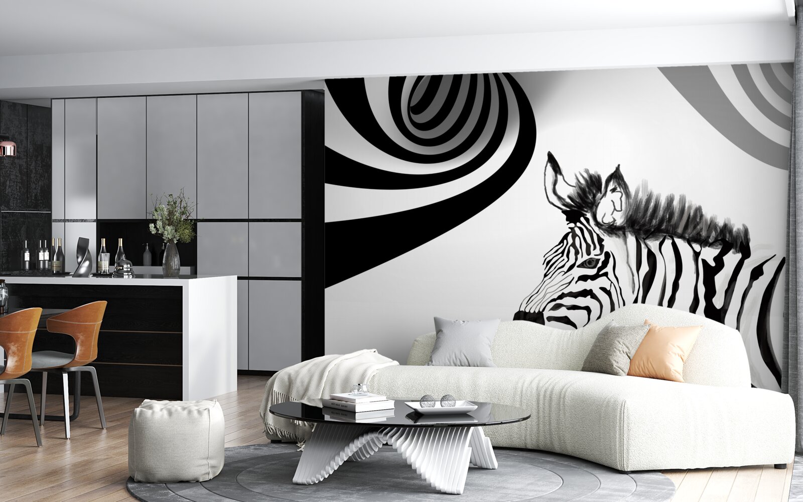Papier peint zèbre noir et blanc en état d'attente