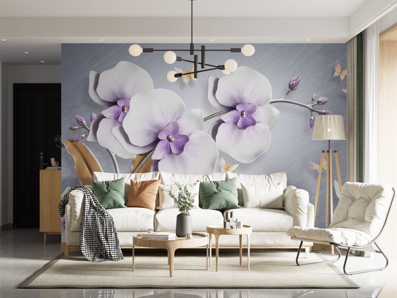 Papier peint énormes orchidées lilas