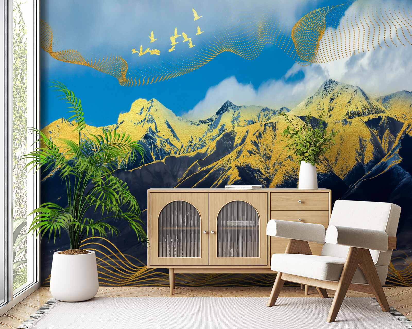 Papier peint les sommets dorés des chaînes de montagnes