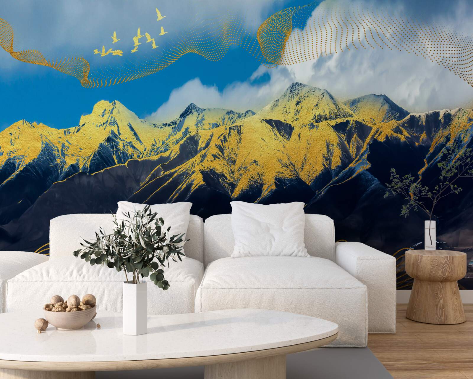 Papier peint les sommets dorés des chaînes de montagnes