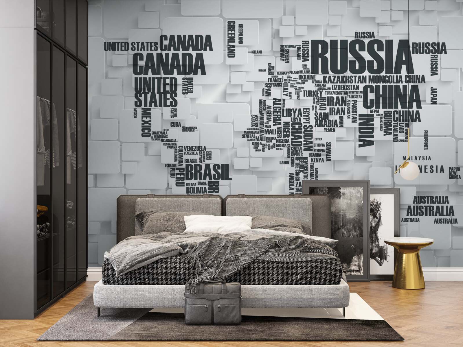 Papier peint carte montrant les plus grands pays du monde