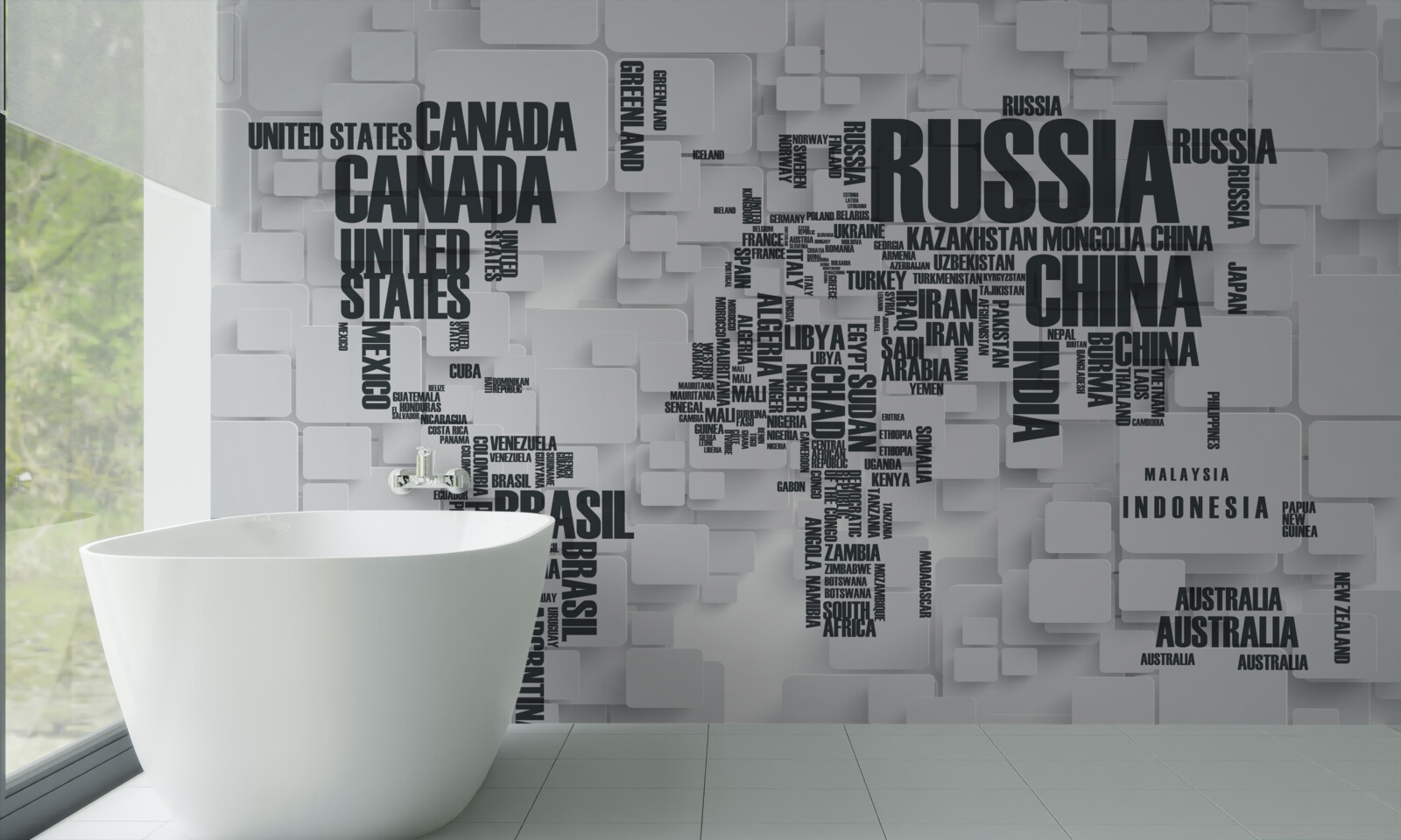 Papier peint carte montrant les plus grands pays du monde
