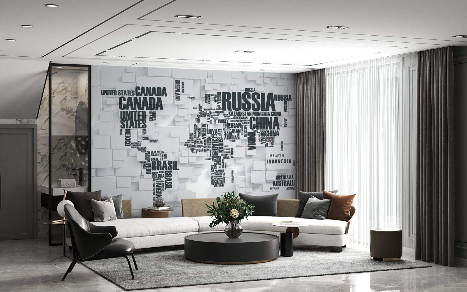 Papier peint carte montrant les plus grands pays du monde