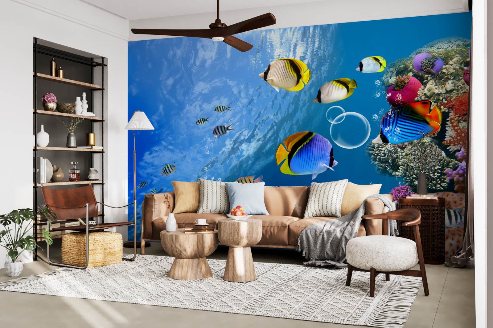 Papier peint poisson brillant en eau calme