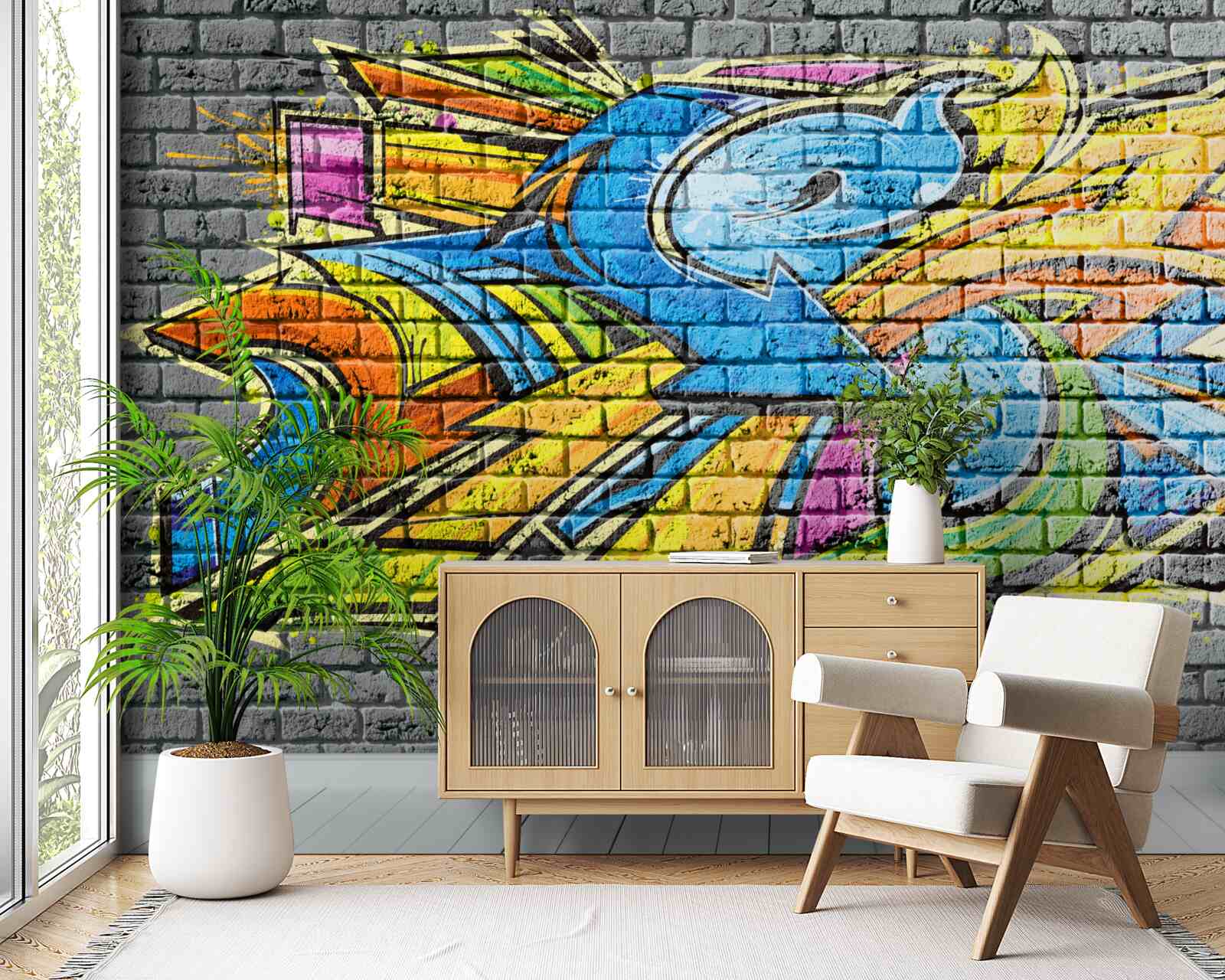 Papier peint peinture murale graffiti multicolore