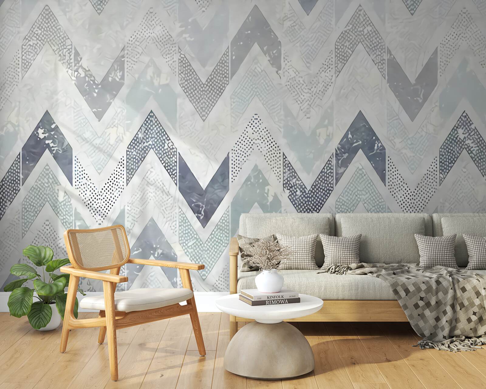Papier peint lignes froides en zigzag