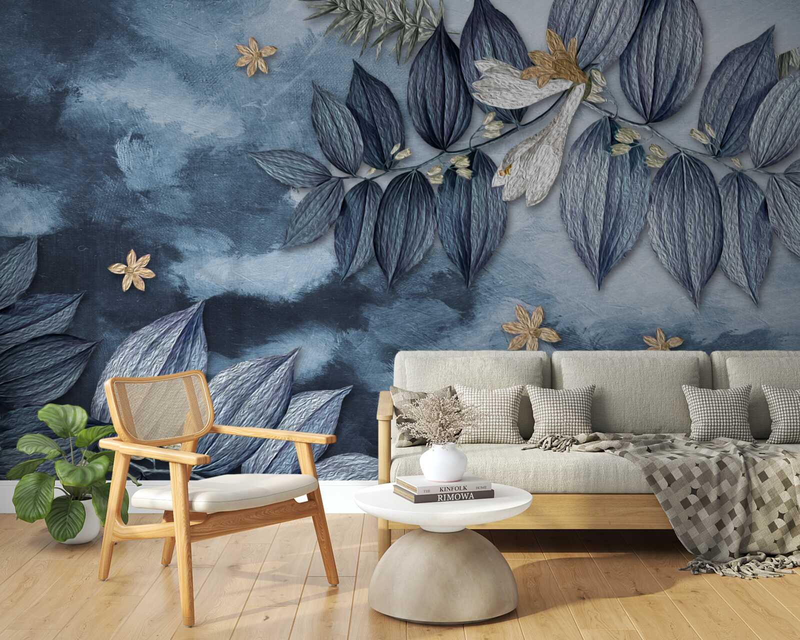 Papier peint une nuit avec des nuages dans une forêt tropicale