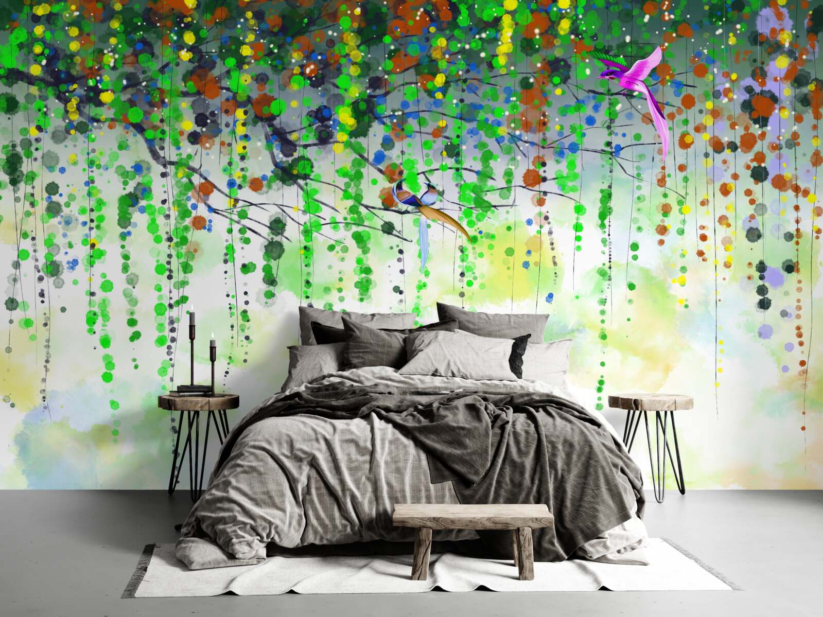 Papier peint abstraction lumineuse de fleurs