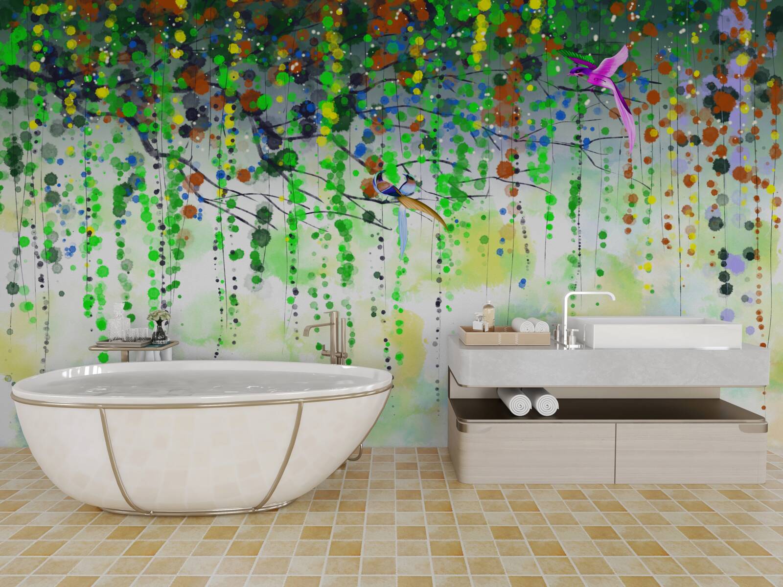 Papier peint abstraction lumineuse de fleurs