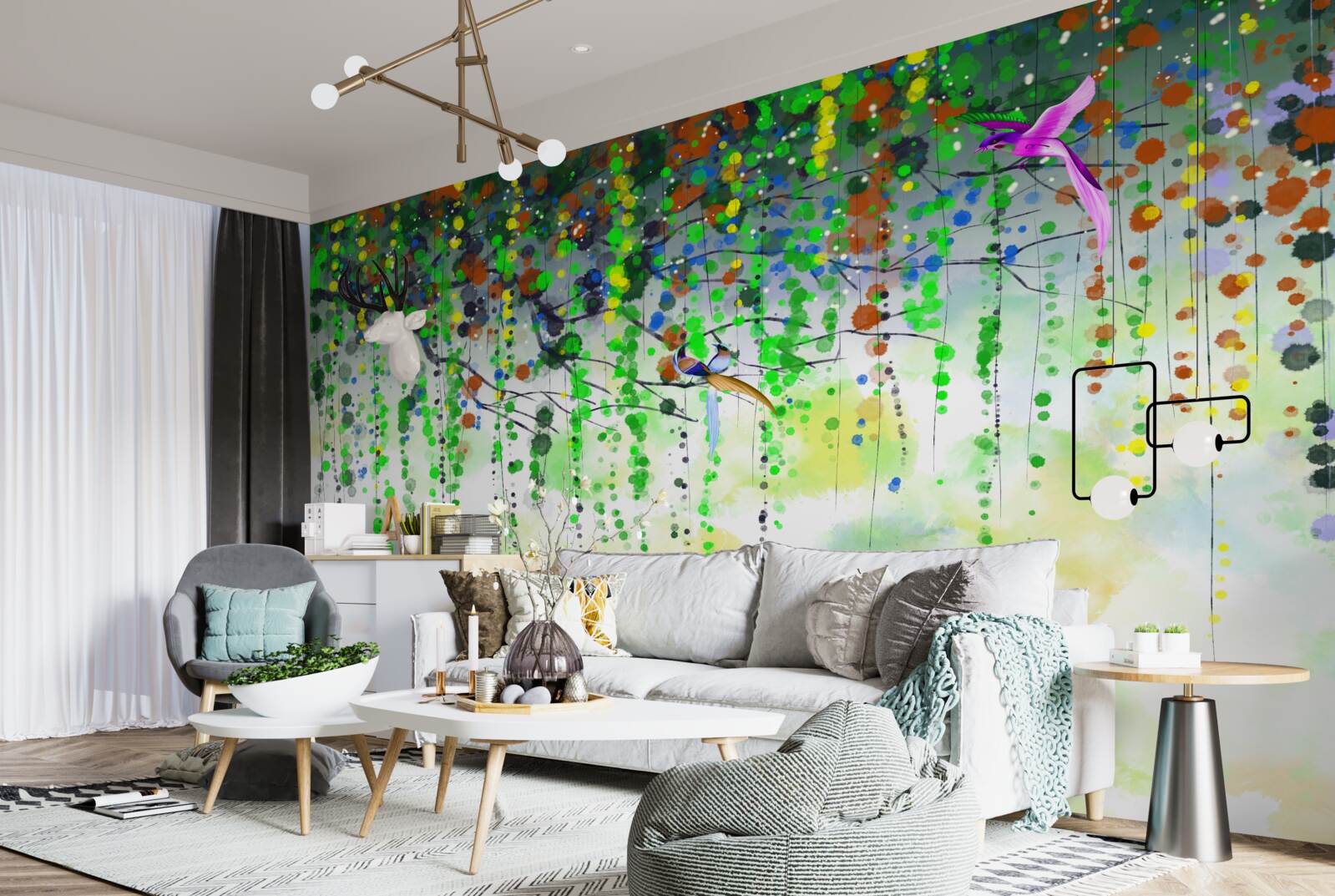 Papier peint abstraction lumineuse de fleurs