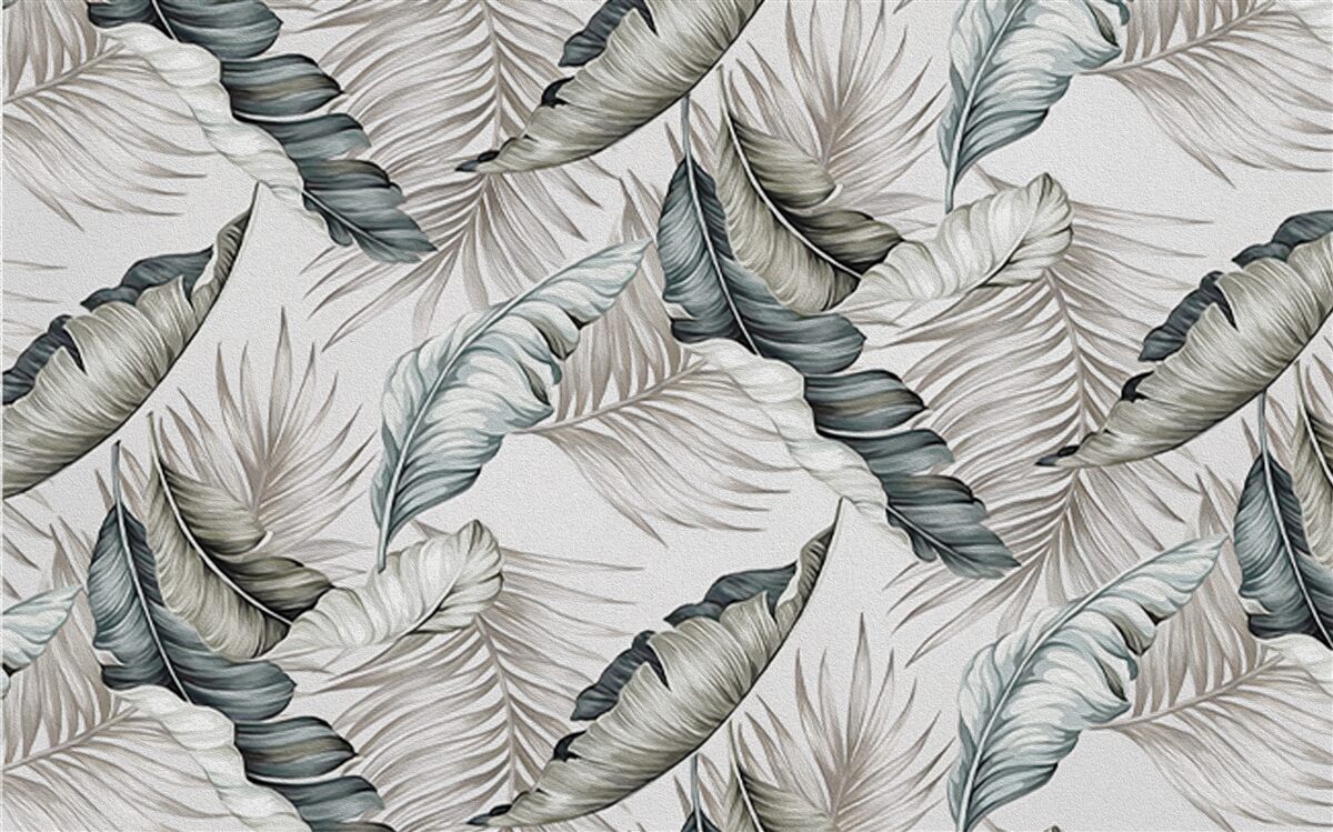 Papier peint Feuilles tropicales aux couleurs pastel