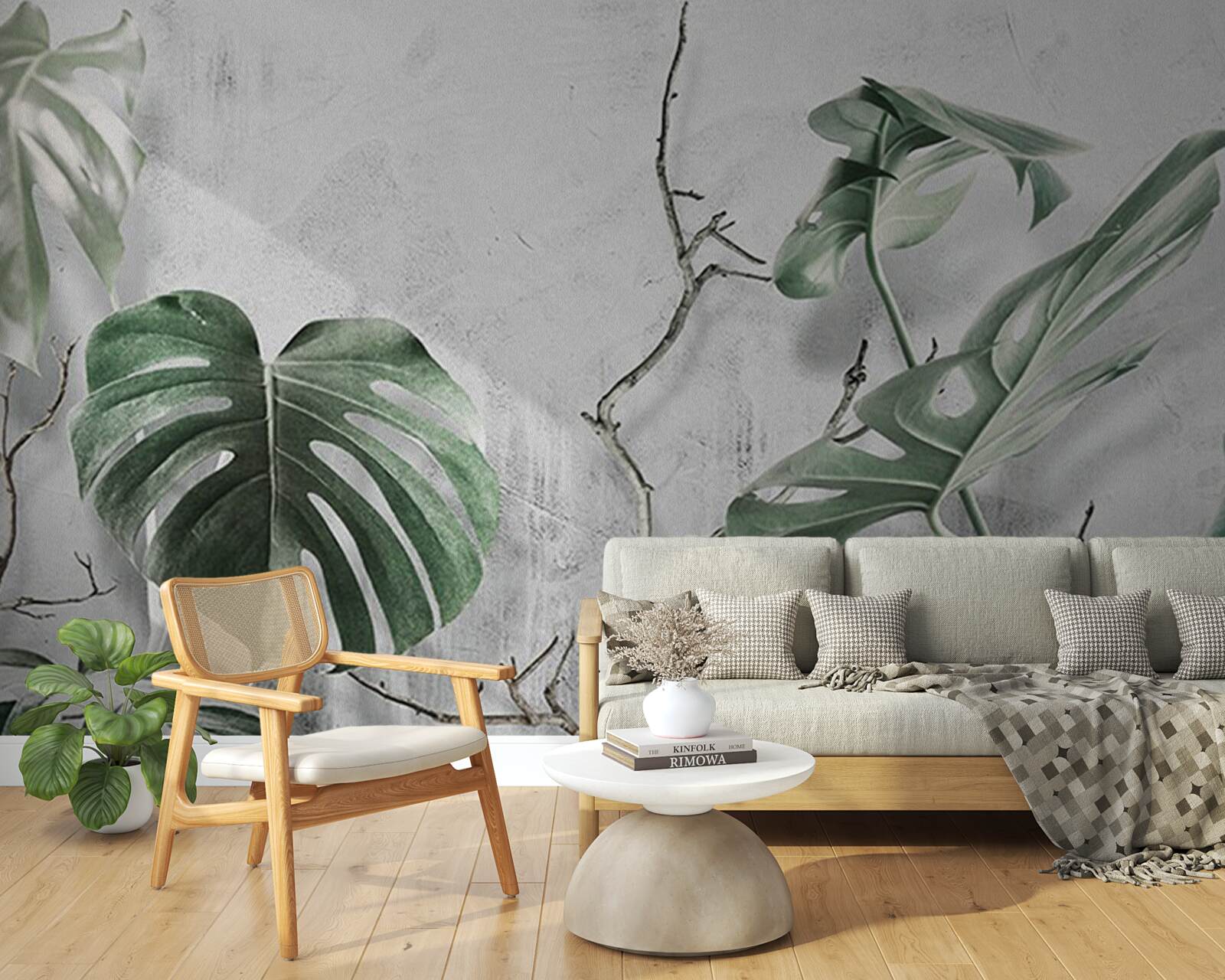 Papier peint les feuilles de la monstera verte sont grandes