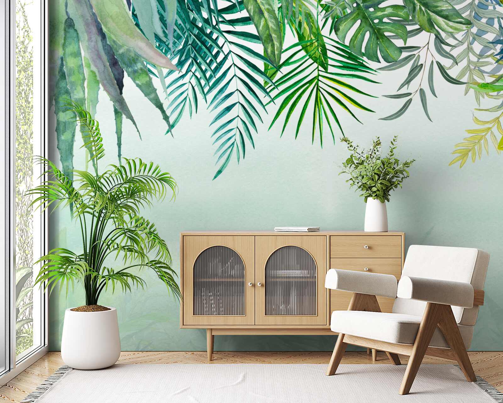 Papier peint brume matinale dans un vert tropical