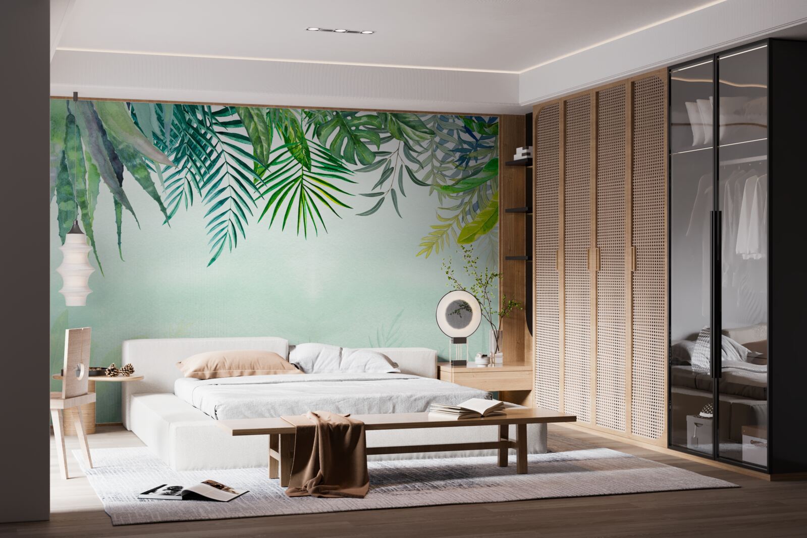 Papier peint brume matinale dans un vert tropical