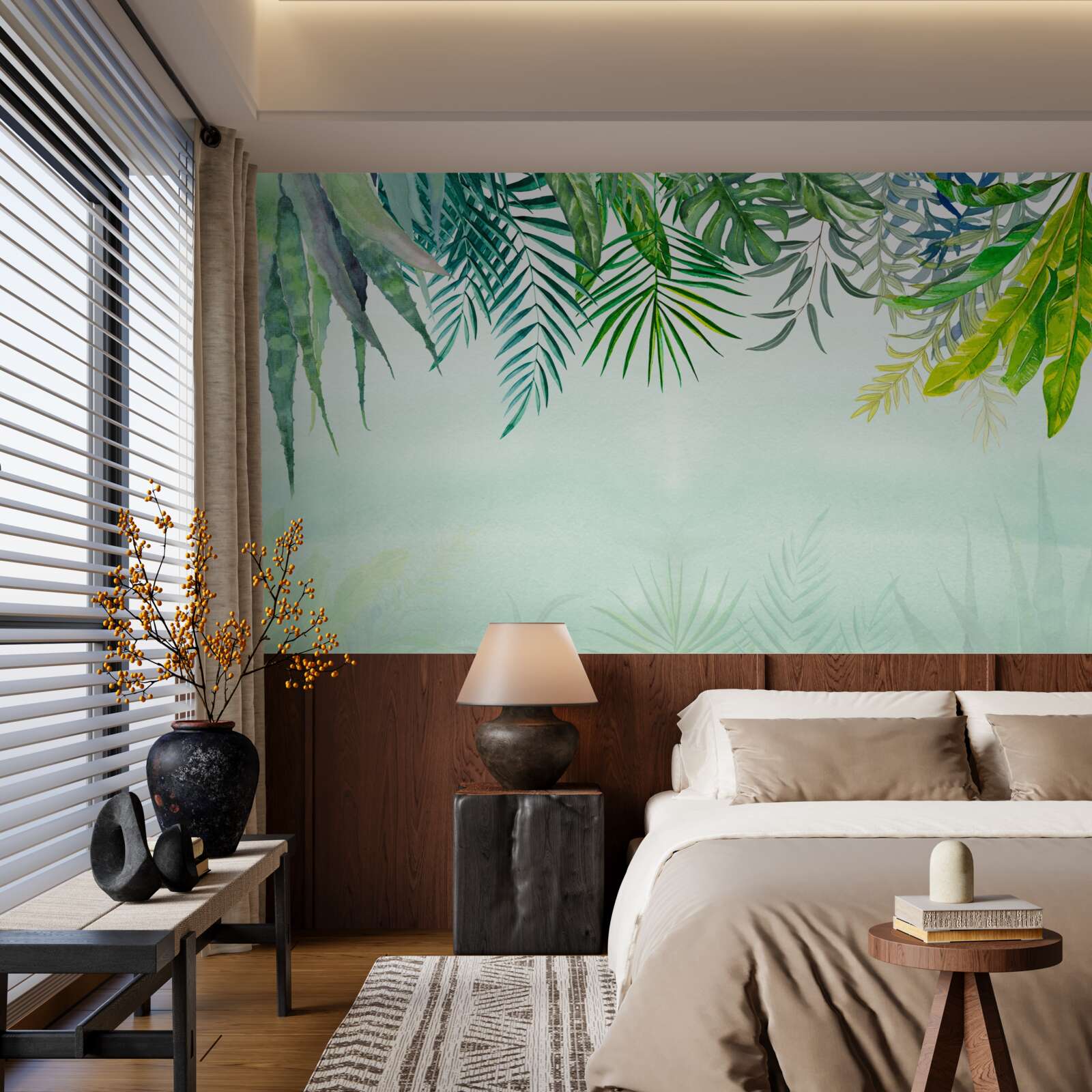 Papier peint brume matinale dans un vert tropical