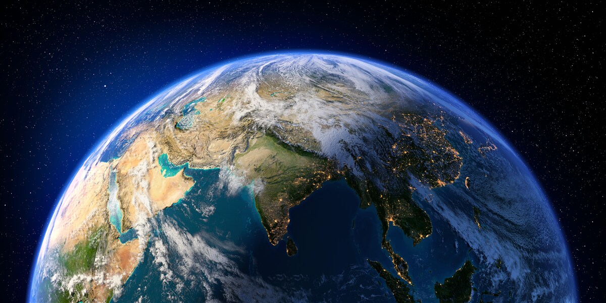 Papier peint voir la terre depuis l'espace