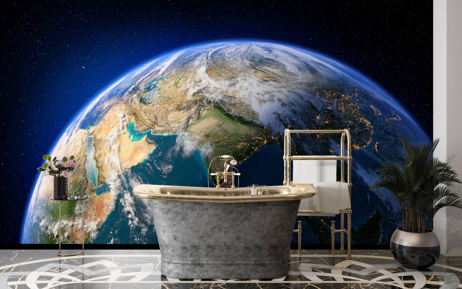 Papier peint voir la terre depuis l'espace