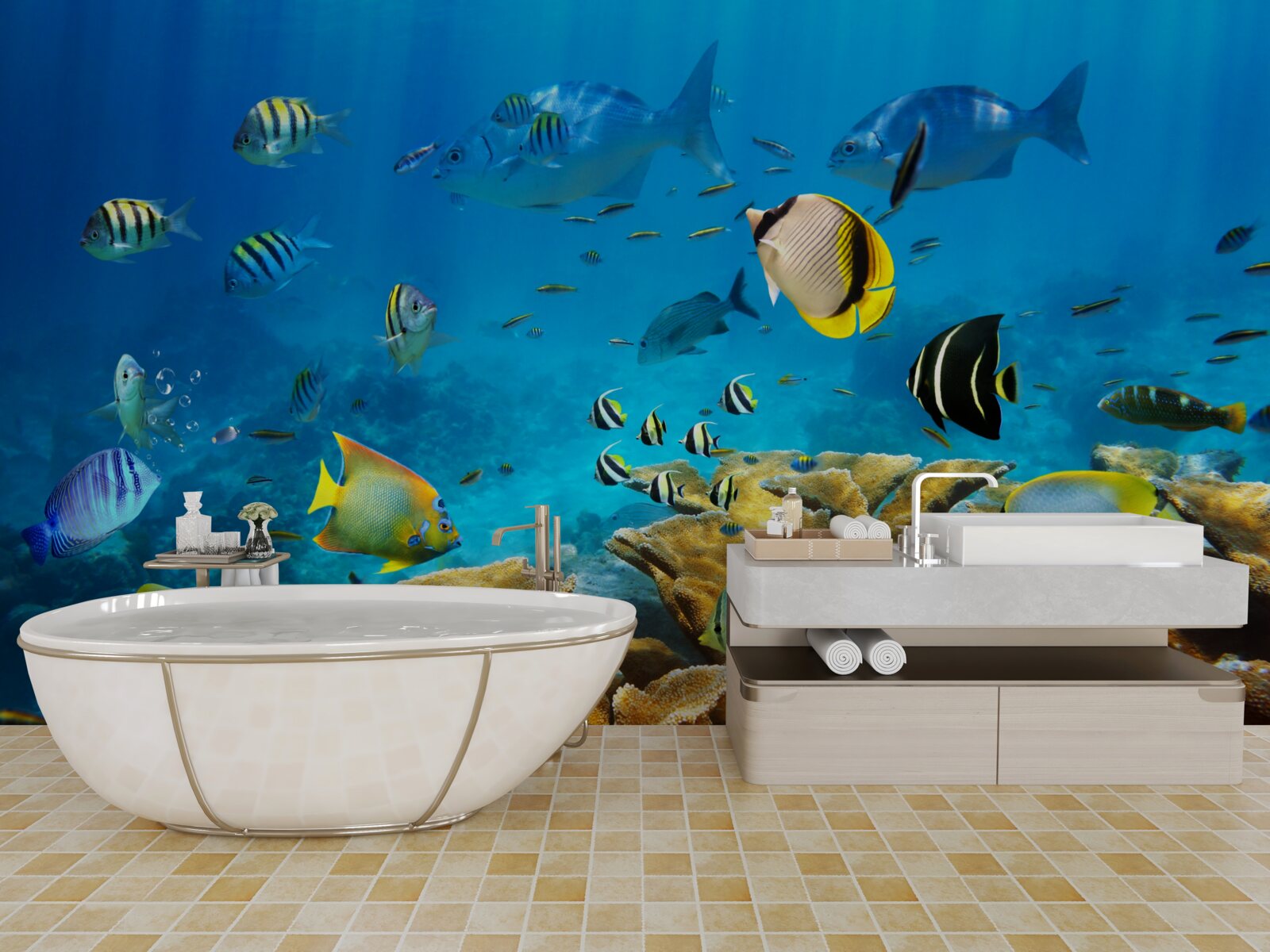 Papier peint créatures marines mignonnes
