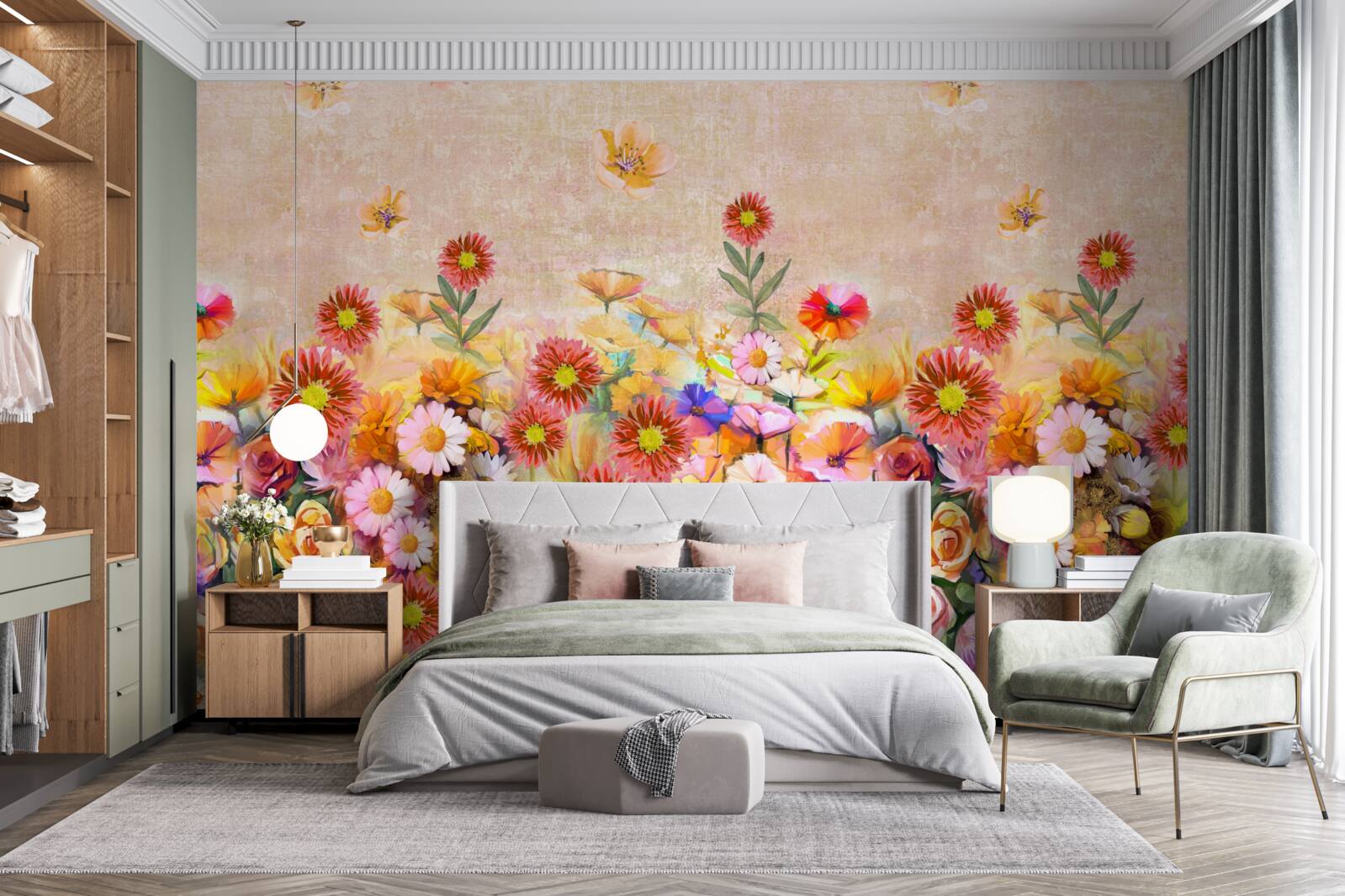 Papier peint variété de différentes variétés de fleurs