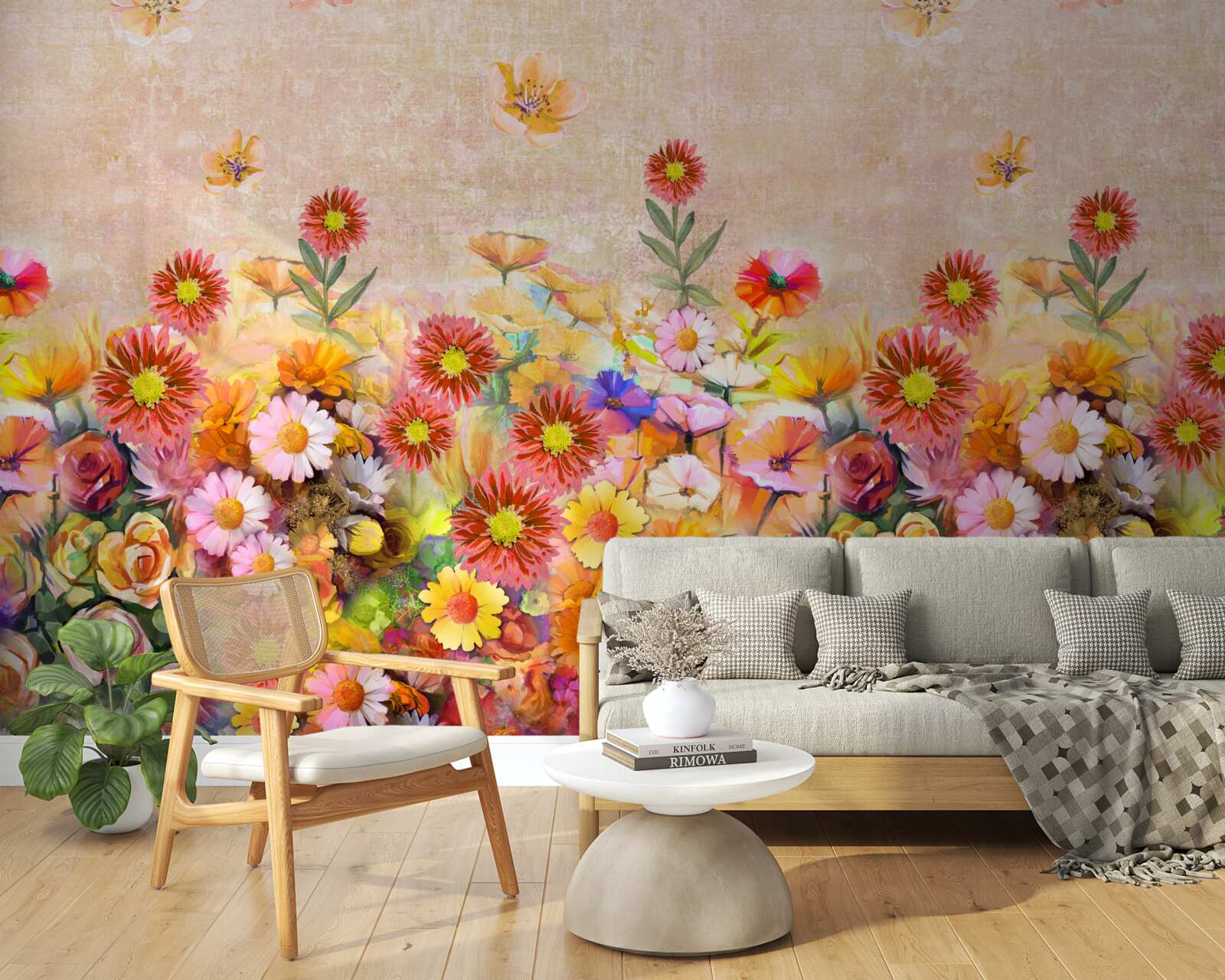 Papier peint des fleurs colorées de différents types
