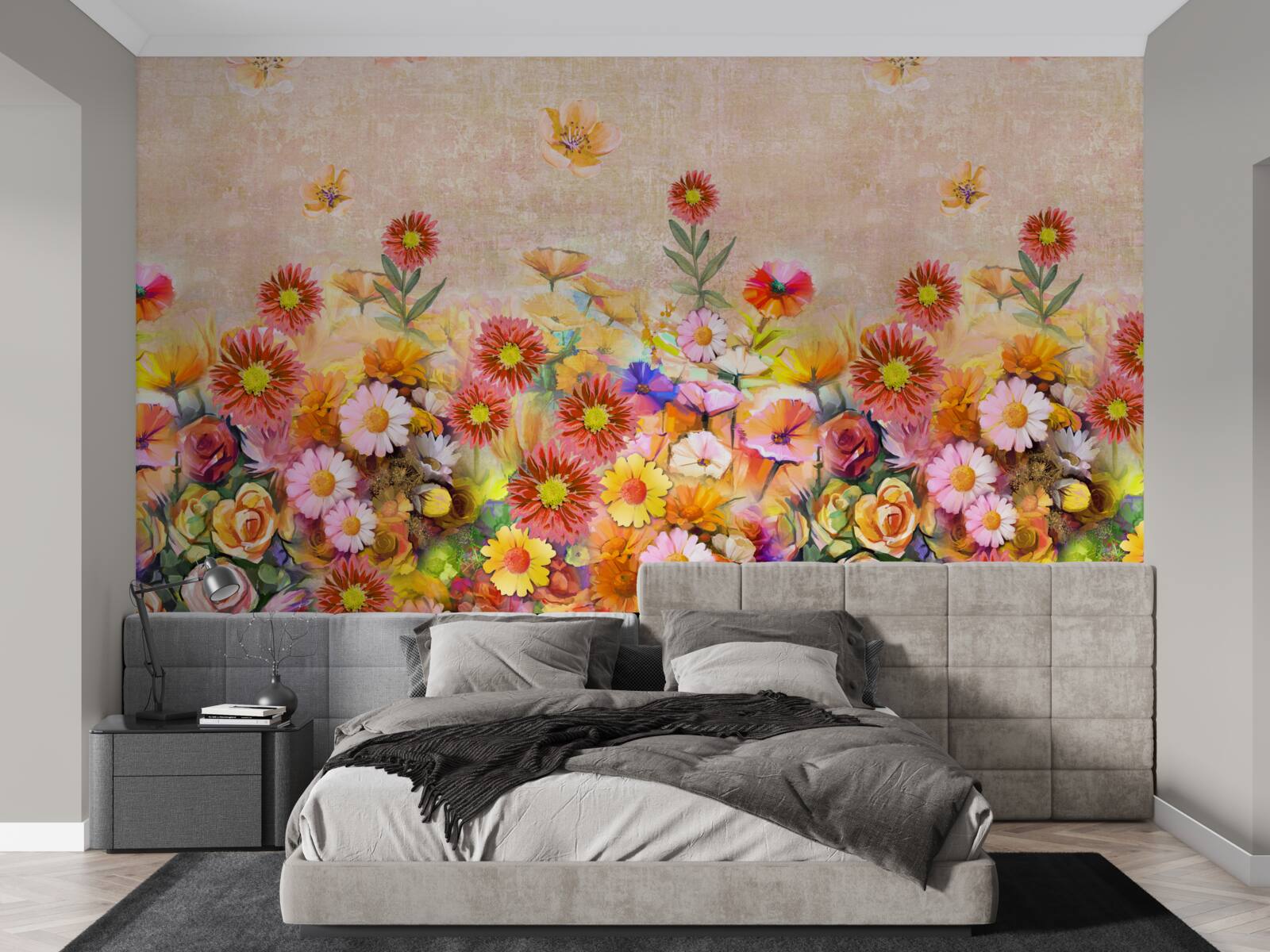Papier peint des fleurs colorées de différents types