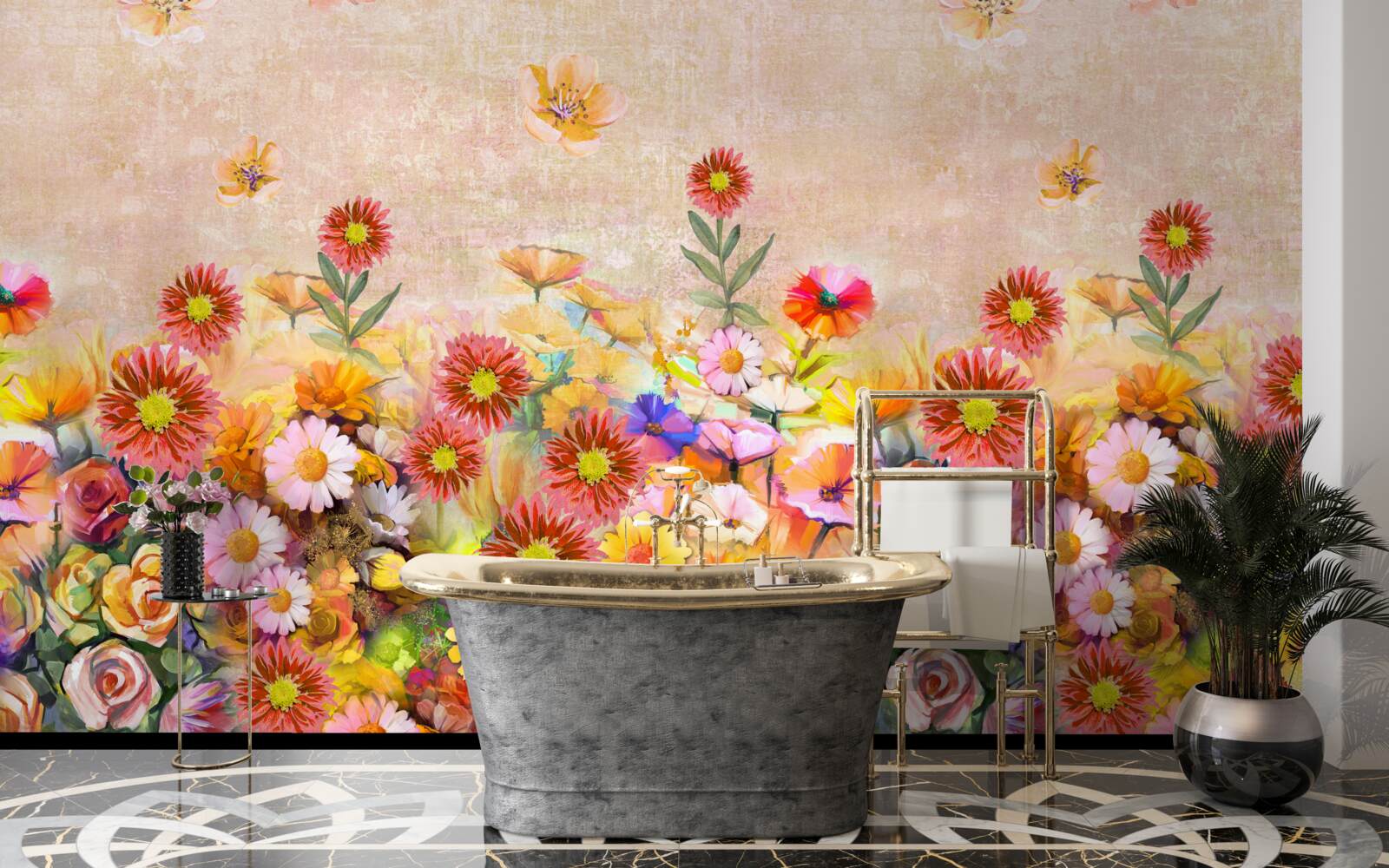 Papier peint des fleurs colorées de différents types