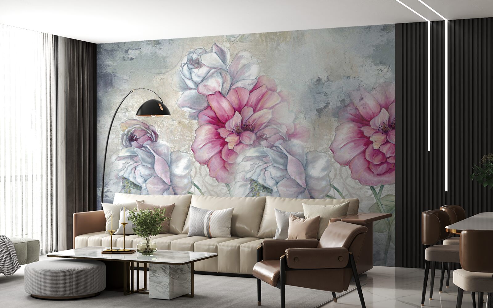 Papier peint fond floral de style vintage