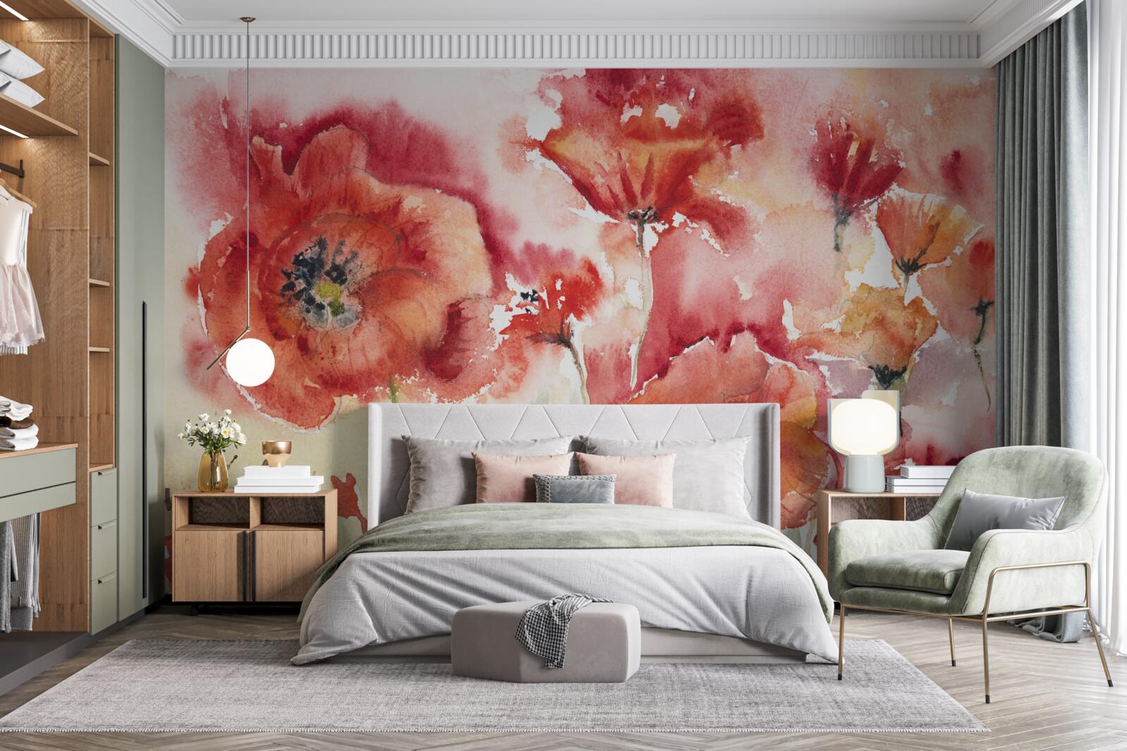 Papier peint Superbes coquelicots rouges