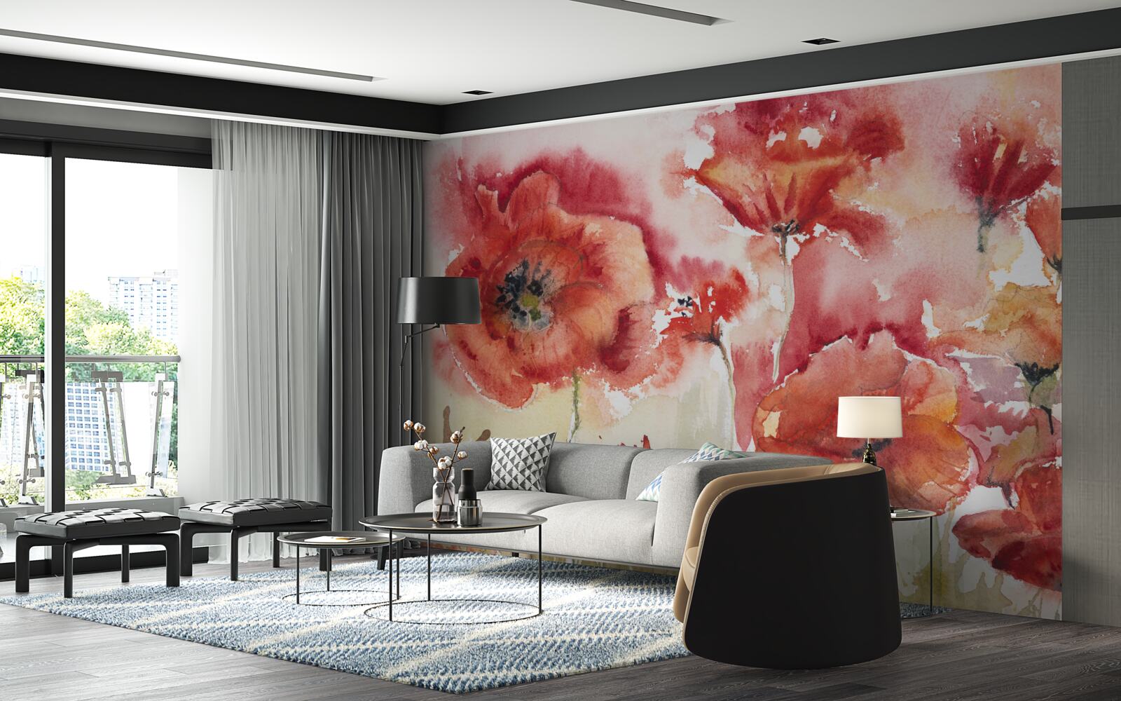 Papier peint Superbes coquelicots rouges