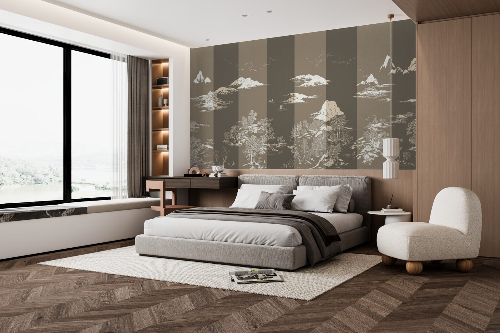 Papier peint Jardins de style japonais et paysages de montagne
