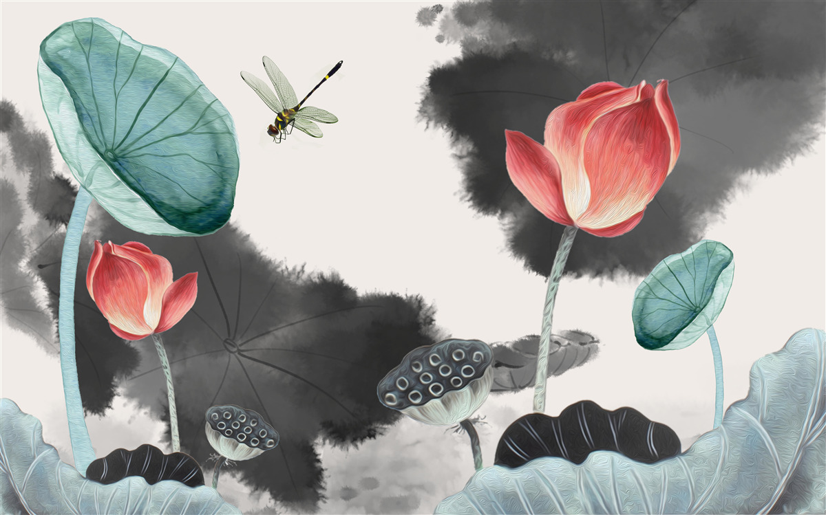 Papier peint des plantes mythiques majestueuses et un insecte volant