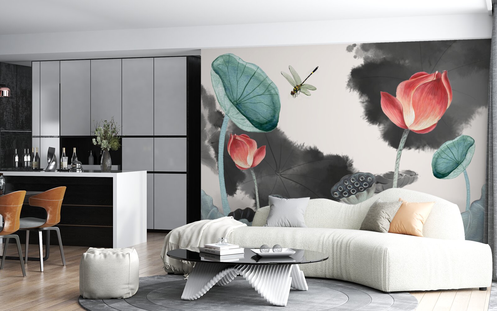 Papier peint des plantes mythiques majestueuses et un insecte volant
