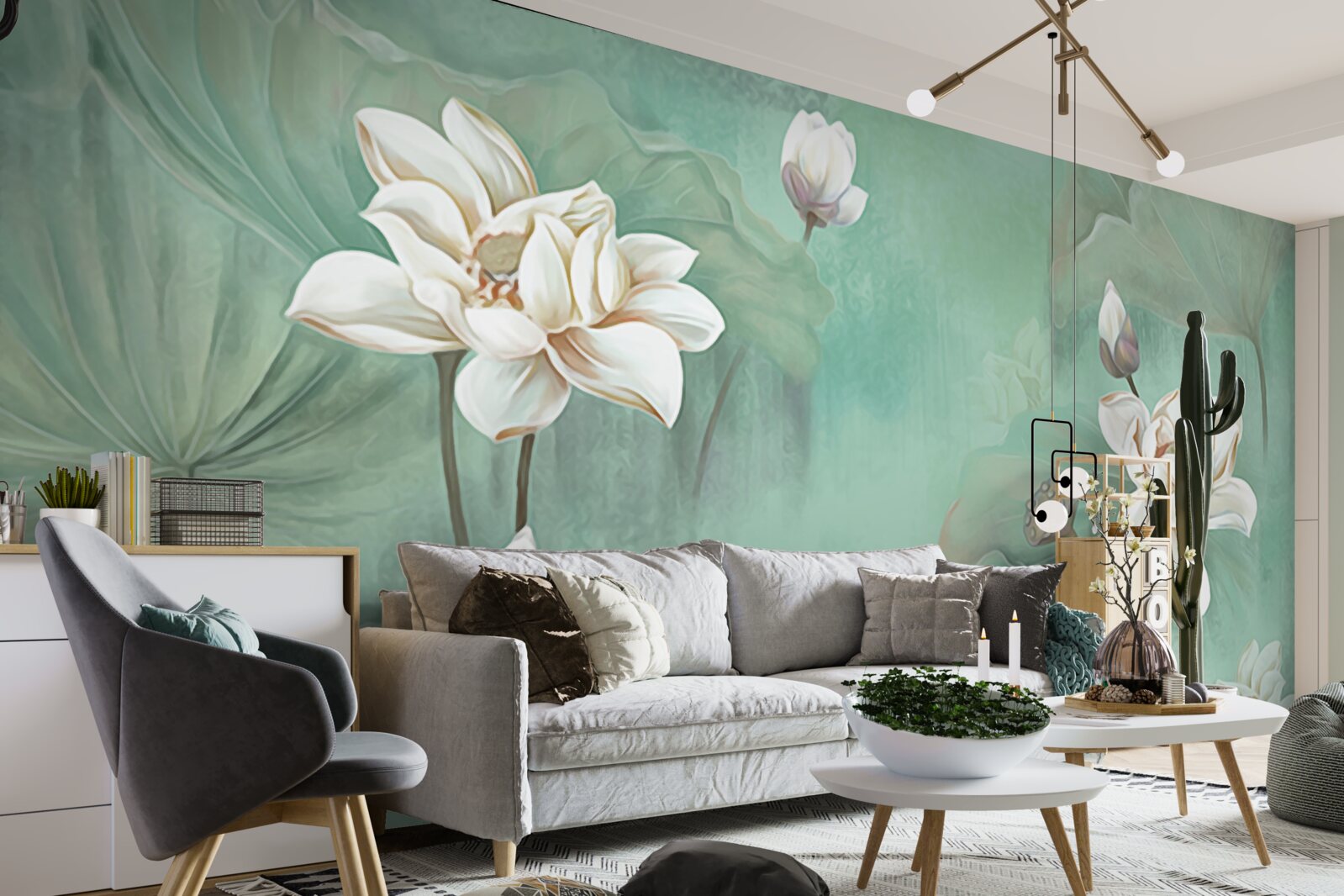 Papier peint les lotus chinois sont blancs