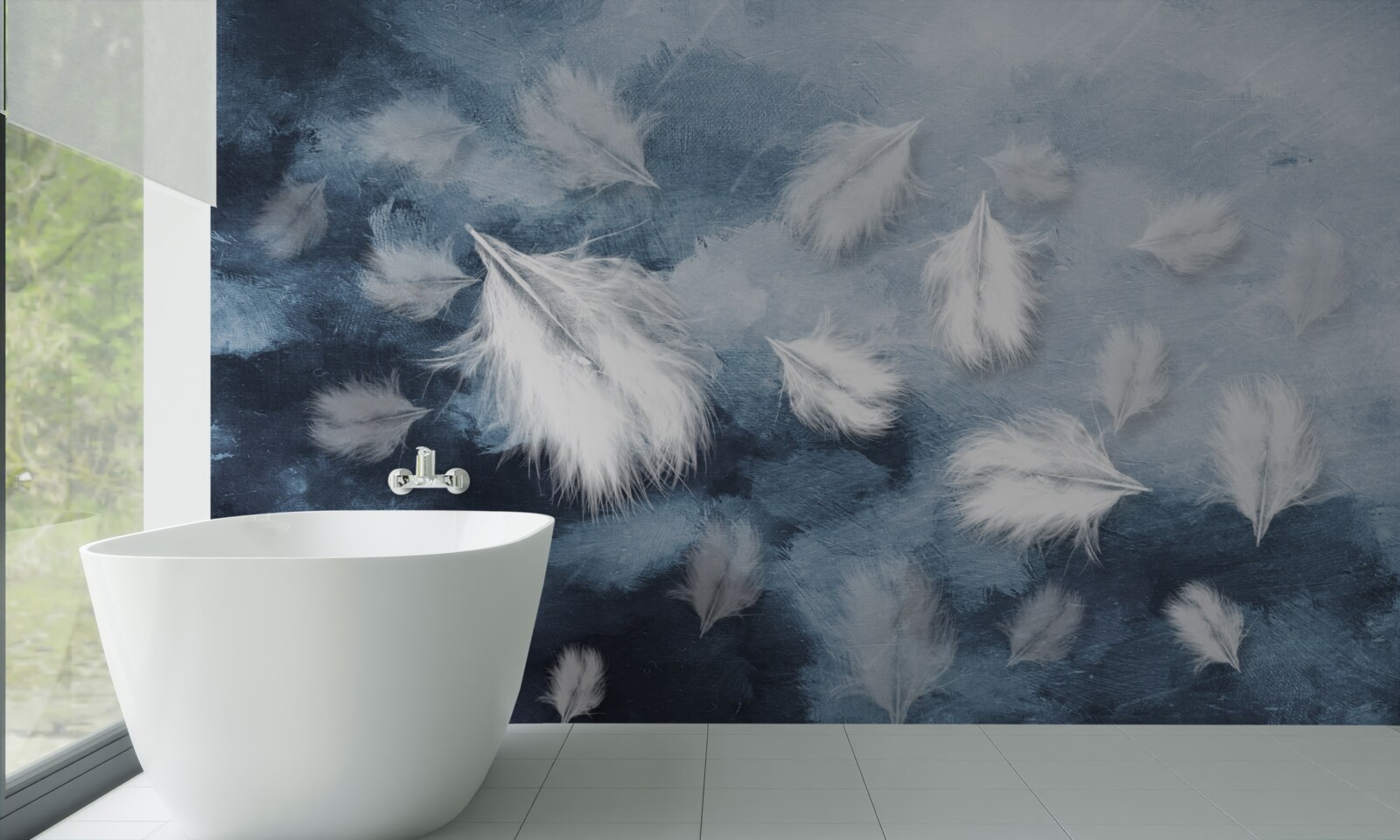 Papier peint des plumes douces et blanches comme la neige