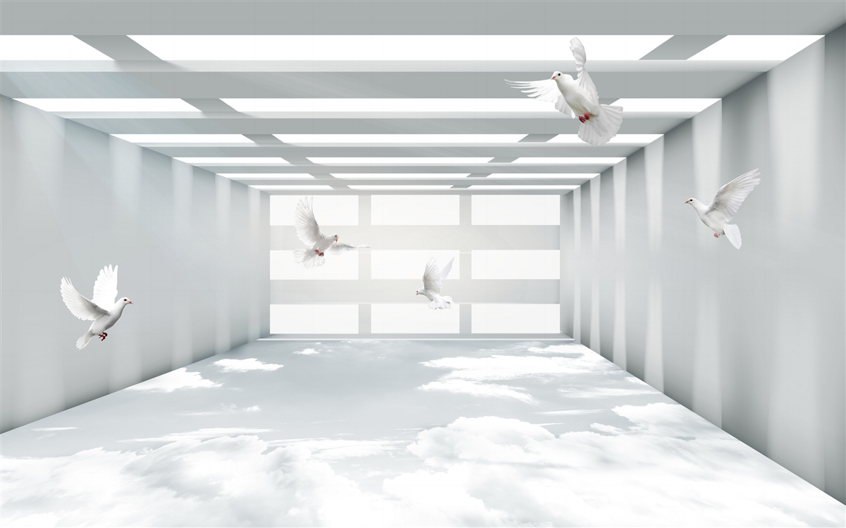 Papier peint un passage lumineux où les papillons flottent dans l'air