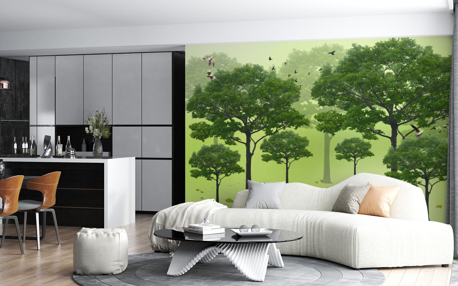 Papier peint les arbres à feuilles caduques sont verts