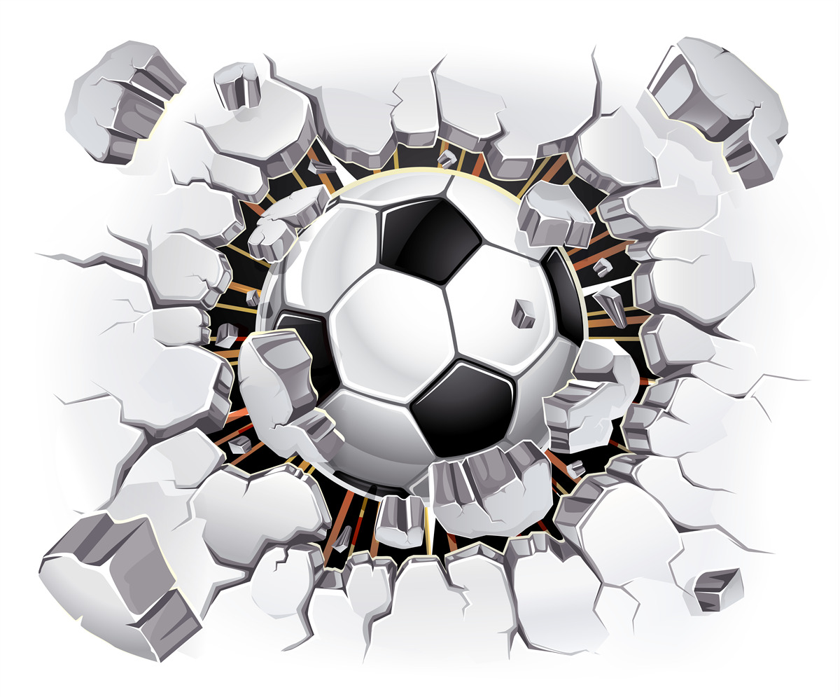 Papier peint football volant dans les airs