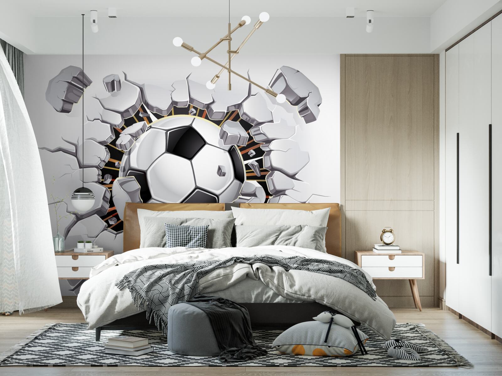 Papier peint football volant dans les airs