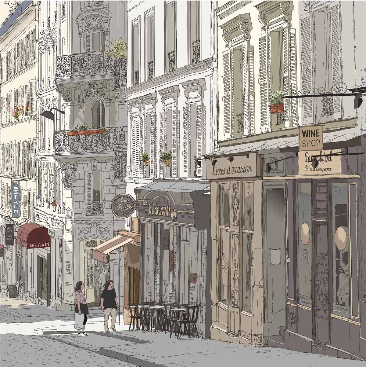 Papier peint image de la rue montmartre