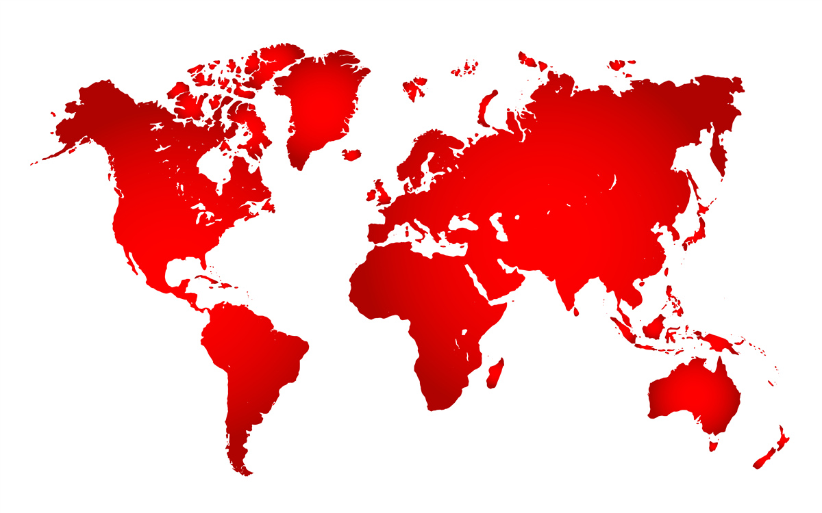 Papier peint carte du monde rouge