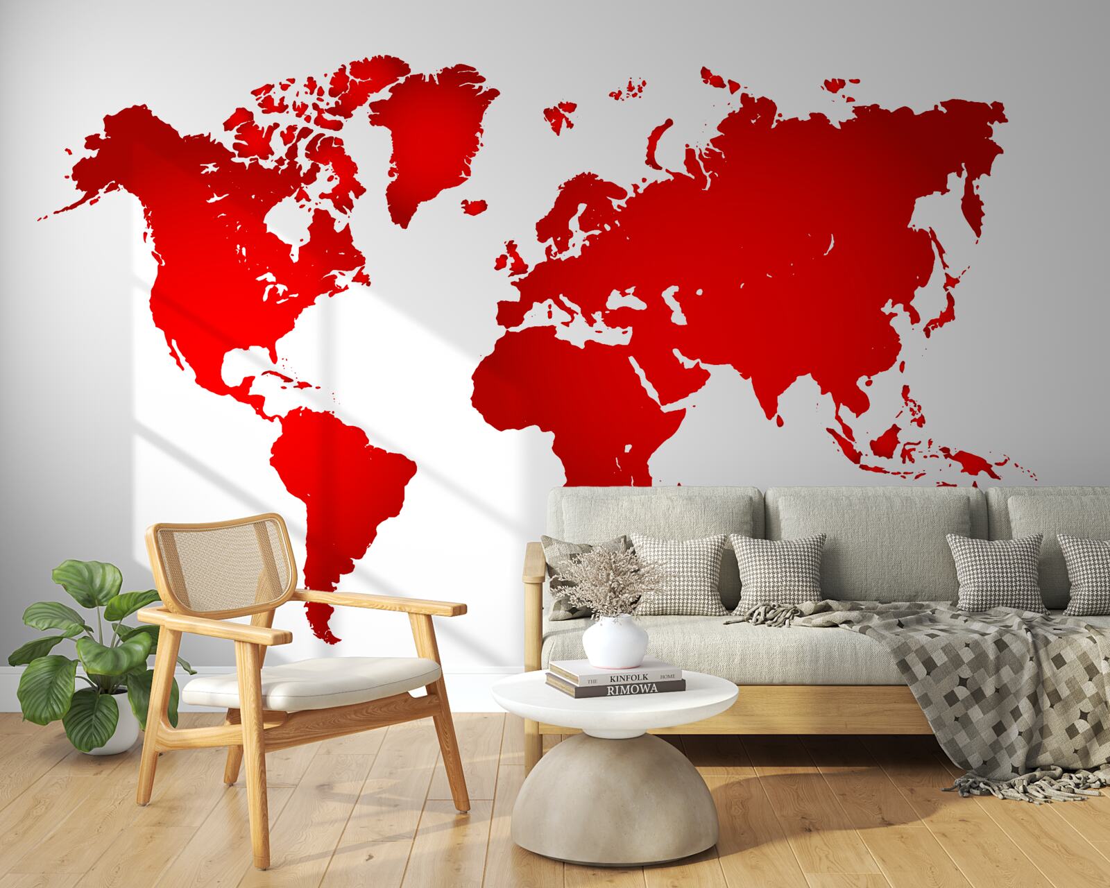 Papier peint carte du monde rouge