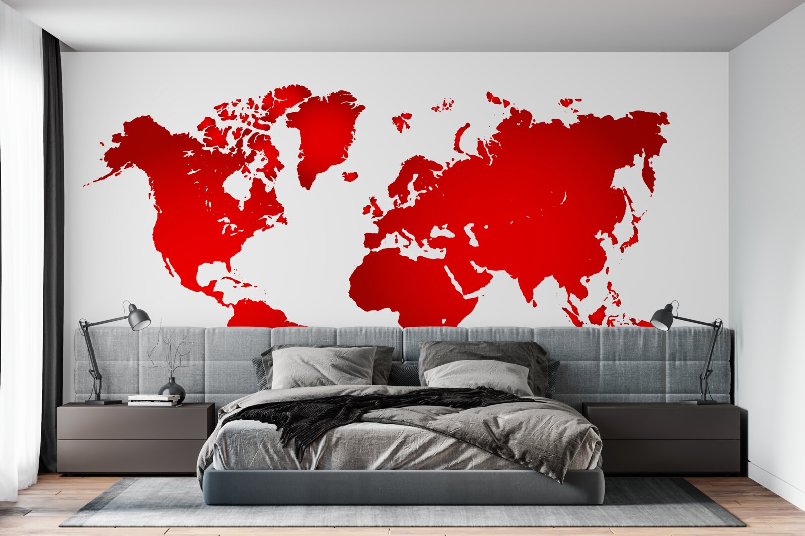 Papier peint carte du monde rouge
