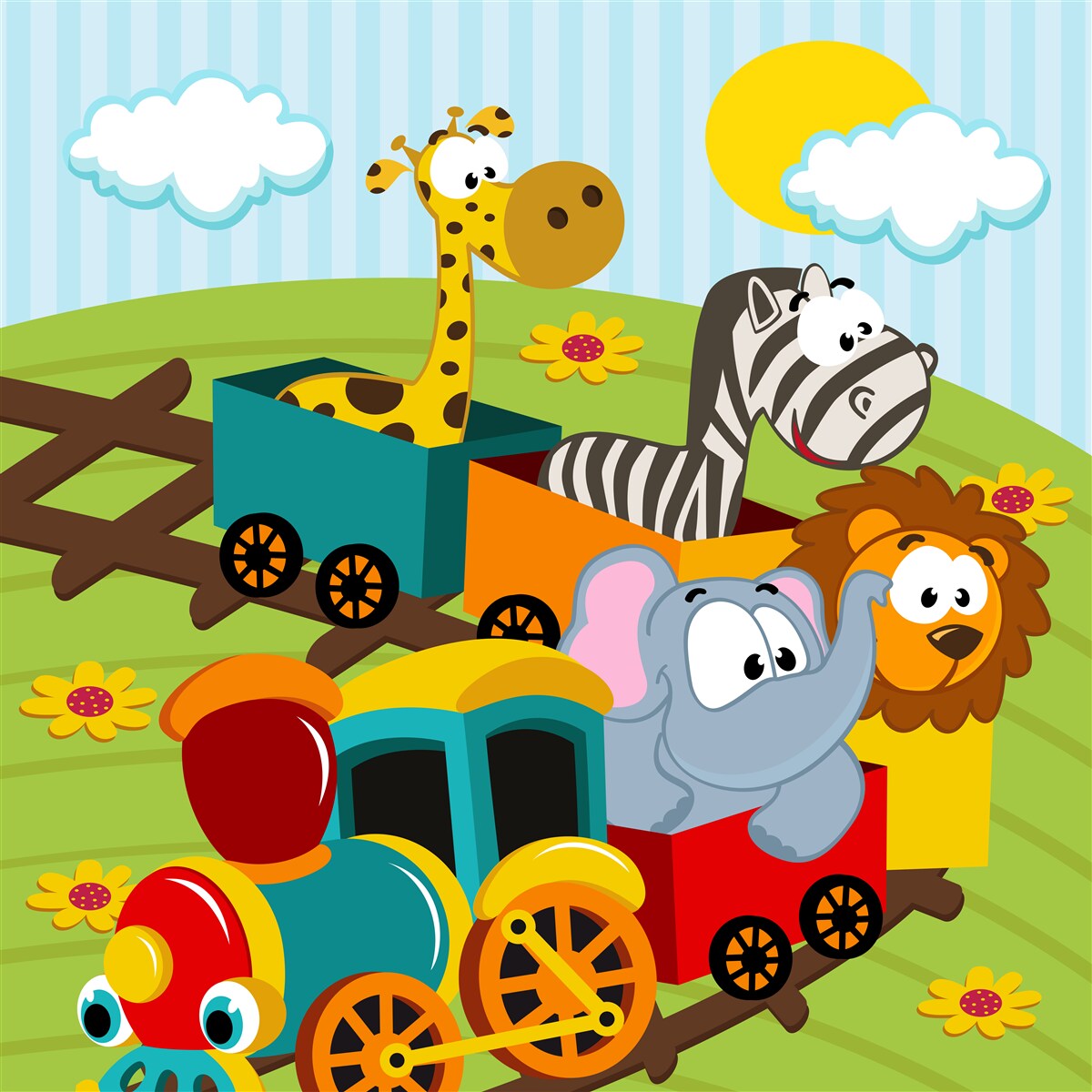 Papier peint créatures mignonnes dans le train