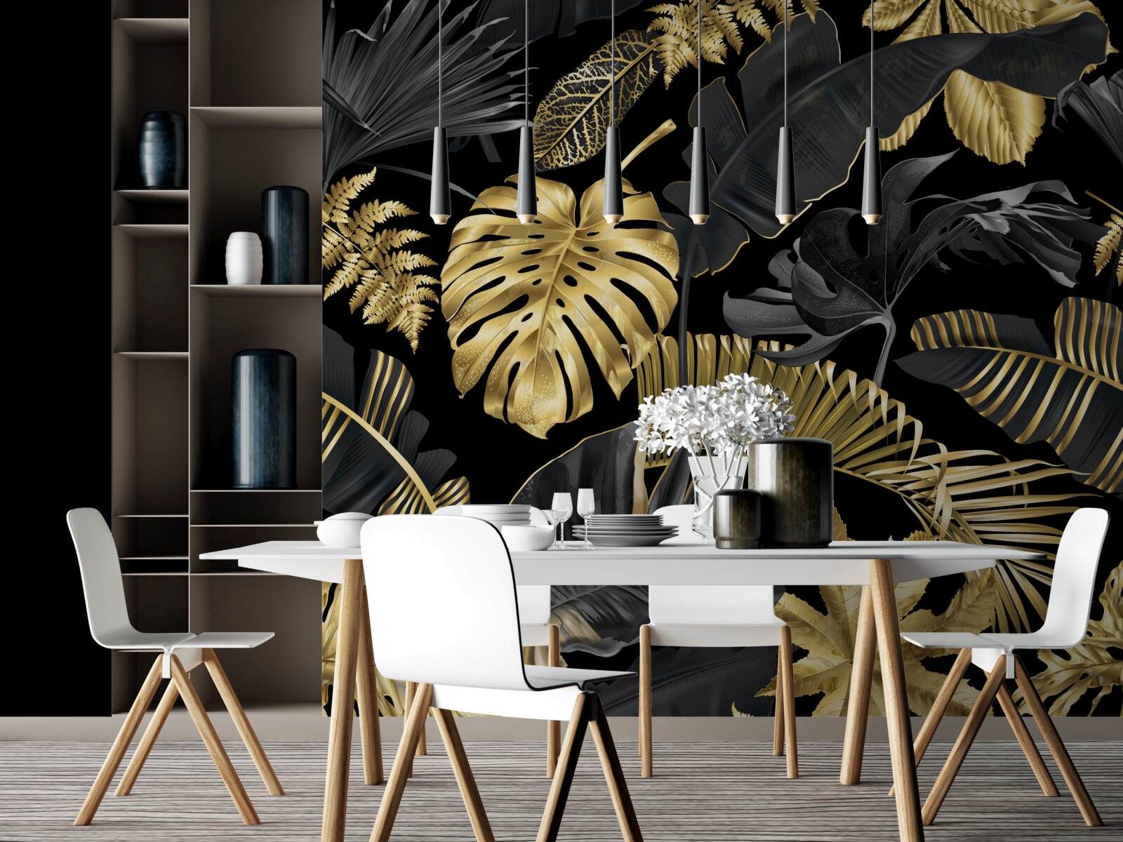 Papier peint les feuilles des arbres sont noires et brunes