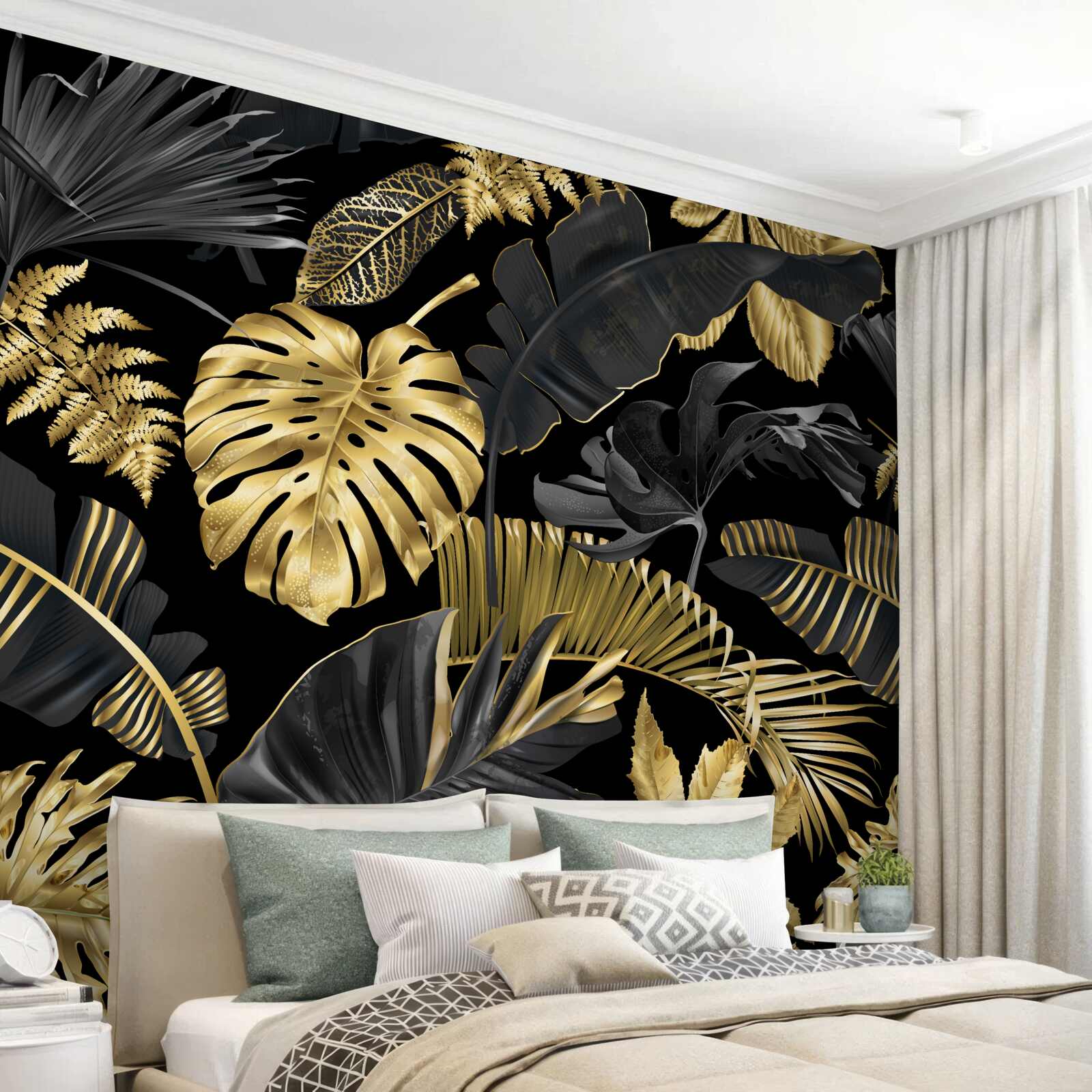 Papier peint les feuilles des arbres sont noires et brunes