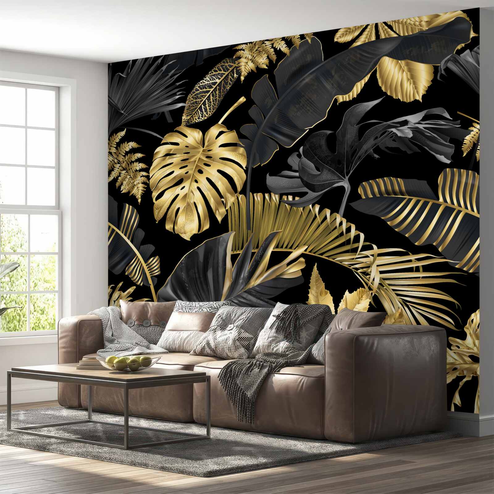 Papier peint les feuilles des arbres sont noires et brunes