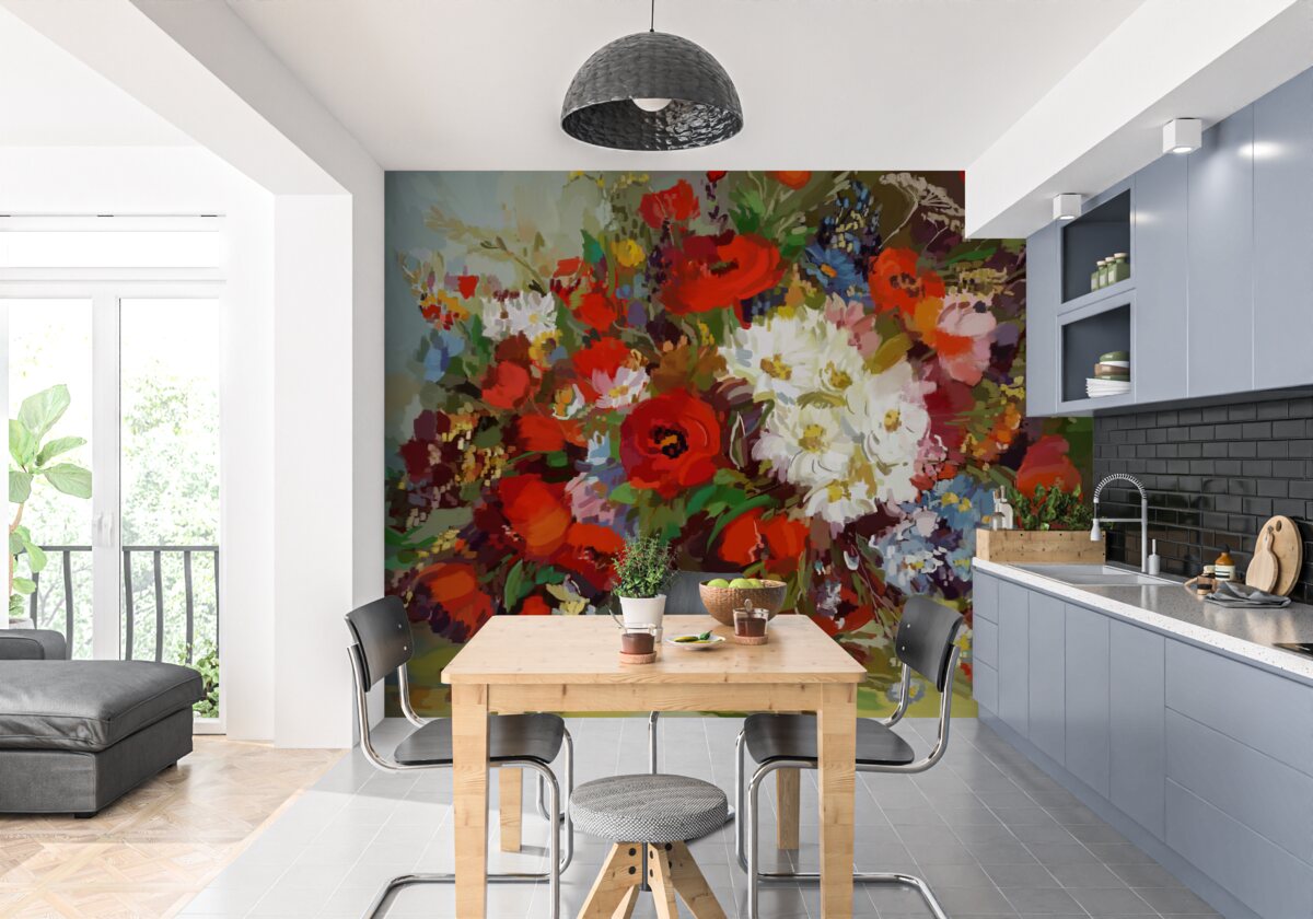 Papier peint composition des fleurs récoltées dans les prairies d'été