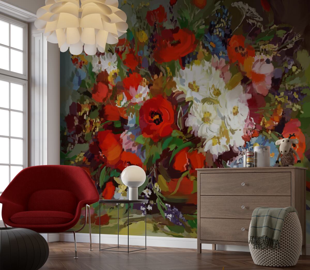 Papier peint composition des fleurs récoltées dans les prairies d'été